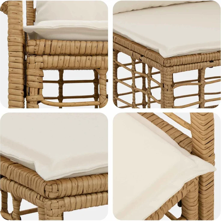 vidaXL Outdoor-Sofagarnitur 8 pcs Natürlich und Cremweiß Poly-Rattan 3437730 – Bild 5