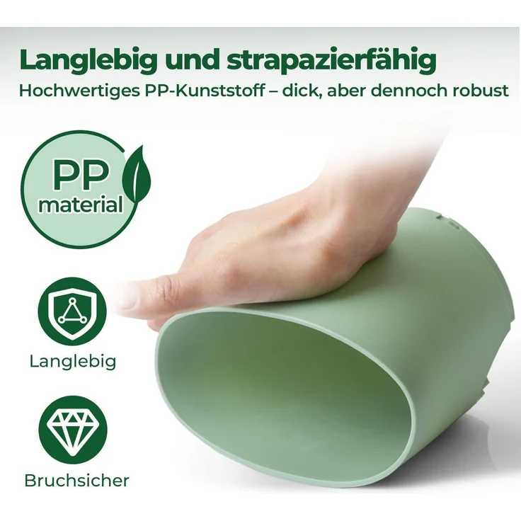 T4U 20cm Kunststoff Blumentopf Selbstbewässerung 3er-Set für Pflanzen Grün – Bild 5