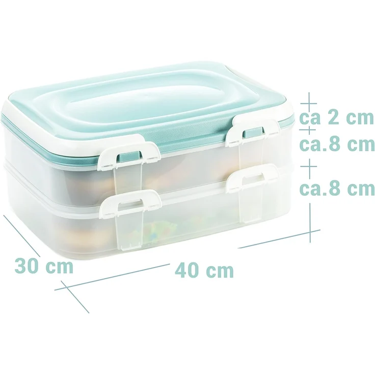 Centi Kuchentransportbox Transportbox für Kuchen und Muffins, 2 Etagen, grün, Kunststoff, (1er-Set), Transportbox für Kuchen & Muffins – Bild 2