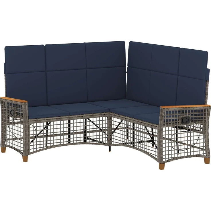 vidaXL Garten Liegesofa Set Grau und Marineblau 164 x 164 x 112 cm 42026827 – Bild 2