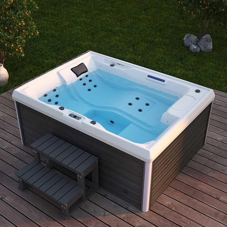 HOME DELUXE Outdoor-Whirlpool 'Stream', 211 x 156 cm, für 3 Personen, mit Treppe & Thermoabdeckung – Bild 2