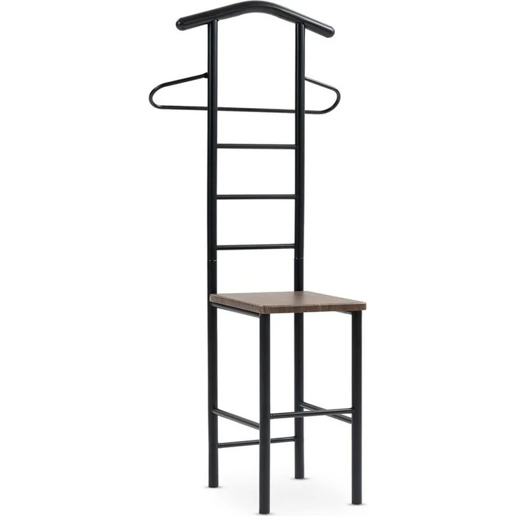 CARO-Möbel Herrendiener JIVO, Herrendienerr mit ablage aus Metall und MDF modern schwarz/braun – Bild 2