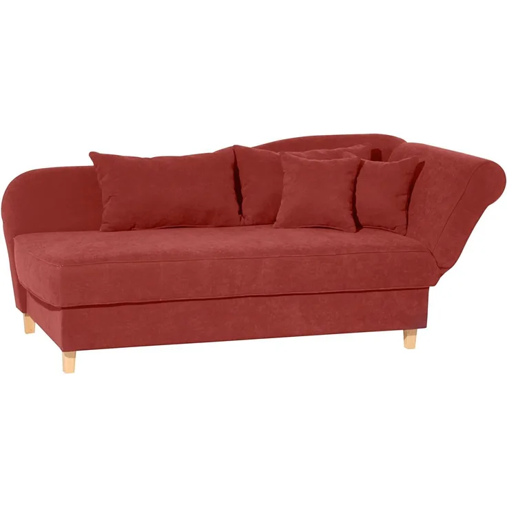 Recamiere mit Armteil rechts klappbar Katia Bezug Veloursstoff Buche natur / terracotta 22705
