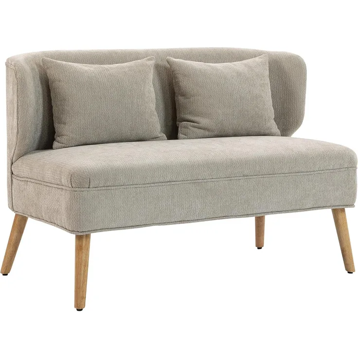 HOMCOM Loveseat kleine Couch mit Flügelrücken, 2 Wurfkissen (117 cm Dick Gepolstert Doppelsofa, 1-St, Modern Polstersofa), für Wohnzimmer, Schlafzimmer, Beige