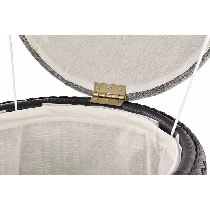 Krines Home Wäschekorb Rattan Sitzhocker mit Stauraum Rund Badhocker Sitz gepolstert Deckel, mit gepolstertem Deckel, mit herausnehmbarem Inlett – Bild 3