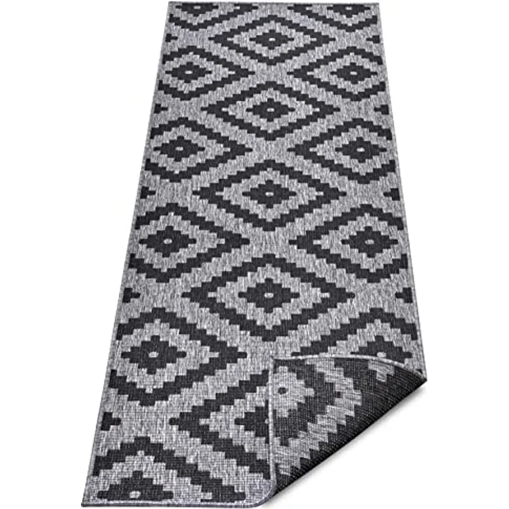 In- & Outdoor Teppich Malta Schwarz Silber - 80 x 350 x 0,5 cm – Bild 8