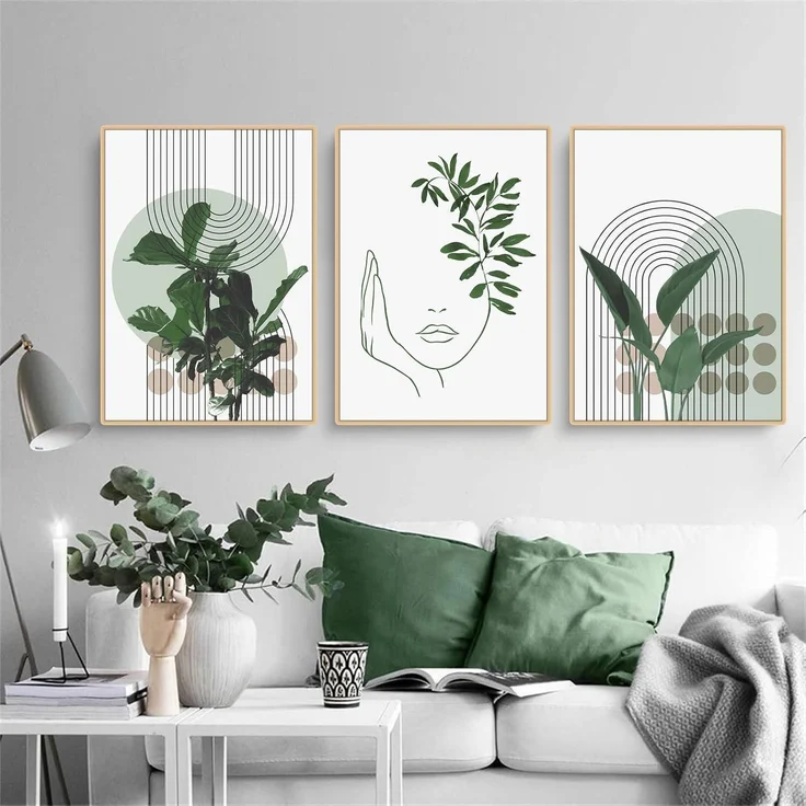 3er-Set Grüne Pflanzen Poster Modernes Bohemian Wandbild Wohnzimmer Schlafzimmer – Bild 6
