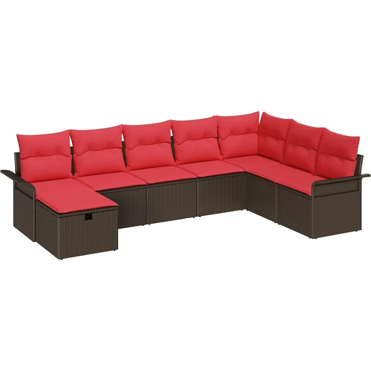 vidaXL Gartensofa-set mit Kissen mit Speicher 8 pcs Poly Rattan 3360265 – Bild 2