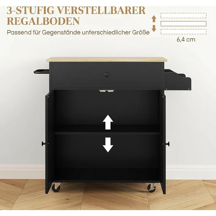 HOMCOM Kücheninsel, Spanplatte, MDF, Schwarz, 106L x 42B x 87H cm – Bild 5