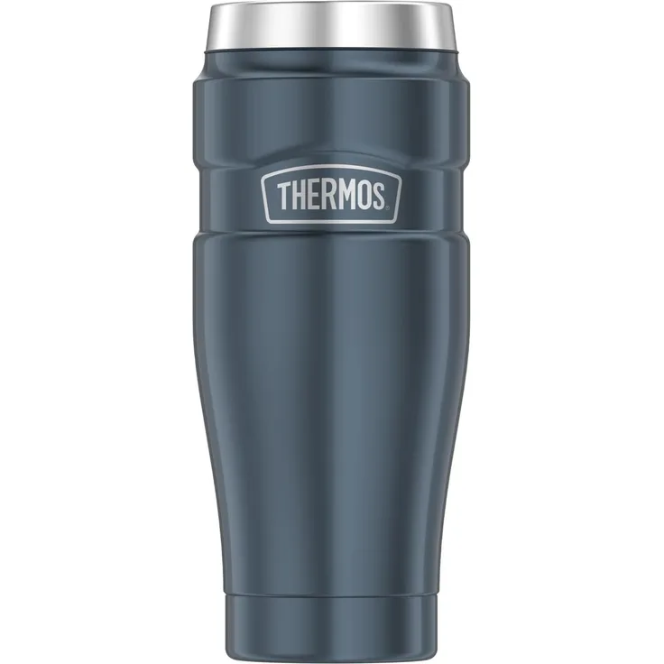 Thermos STAINLESS KING Thermobecher aus Edelstahl ice grey 0,47l - Coffee to Go Becher, absolut dicht, spülmaschinenfest, 7h heiß & 18h kalt, mit Haken für Teebeutel, BPA-frei