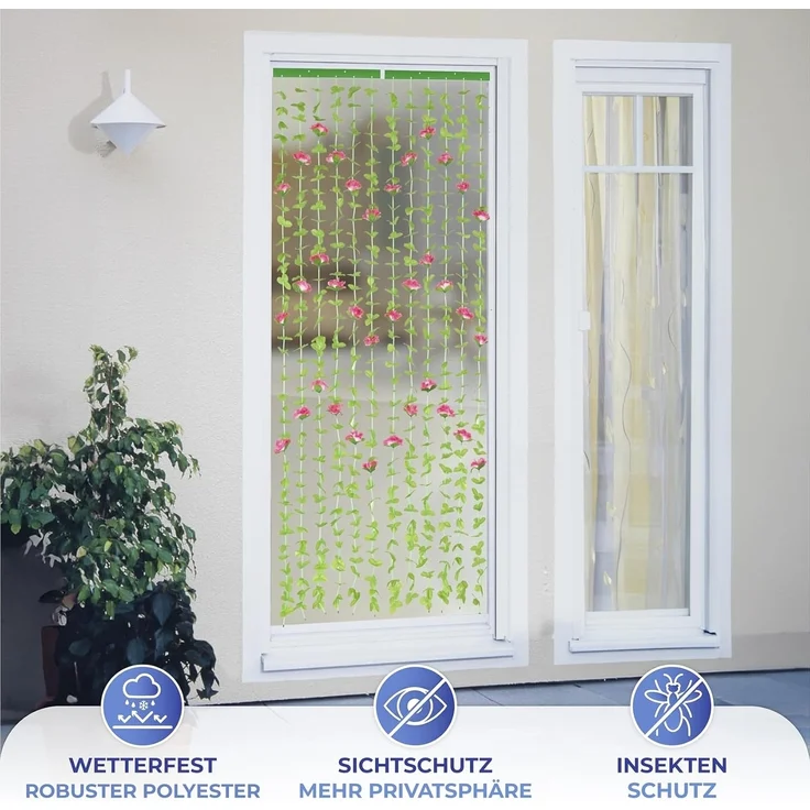 Maximex Türvorhang Rosen, Klettband (1 St), halbtransparent, Blättervorhang für Balkon und Terrasse, Insekten- und Sichtschutz – Bild 3