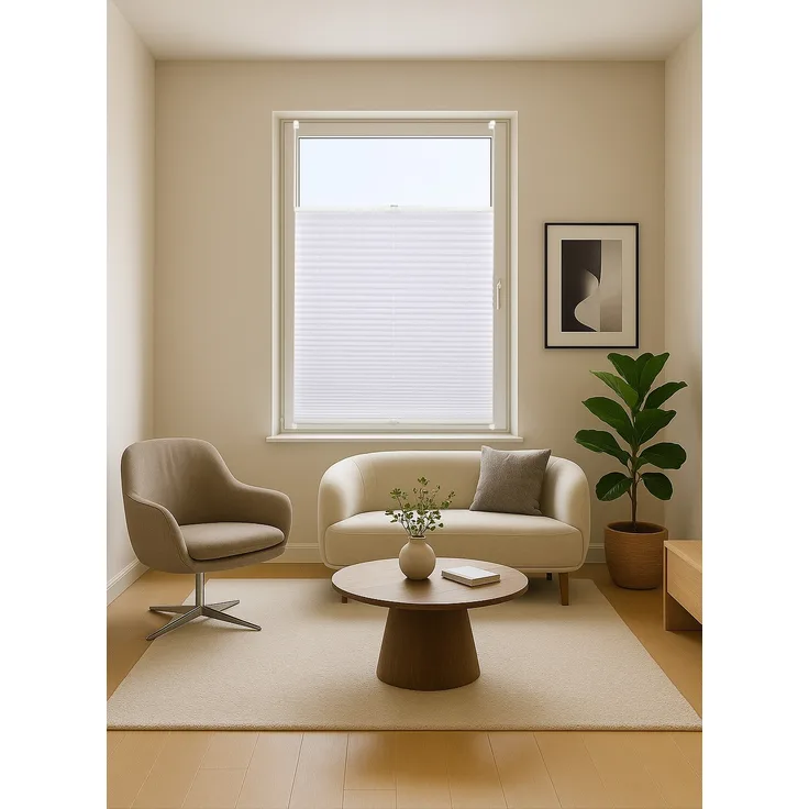 ondeco Plissee ohne Bohren mit Klemmträger viele Farben, Sonnenschutz für Fenster innen, Lichtschutz und Blickdicht, Plissee klemmfix Faltrollo Sichtschutz für Tür - Weiß - 80x210 cm