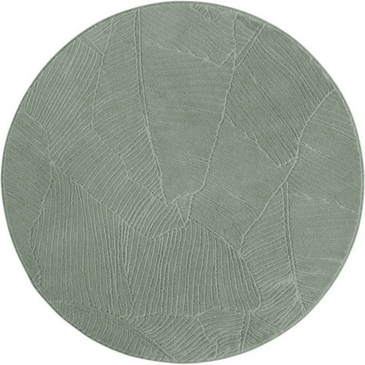 TaraCarpet Teppich TaraCarpet Homestyle 391 Blätter, rund, Höhe: 10 mm, Felloptik hoch-tief weich waschbar floral grün 80x80 rund – Bild 2