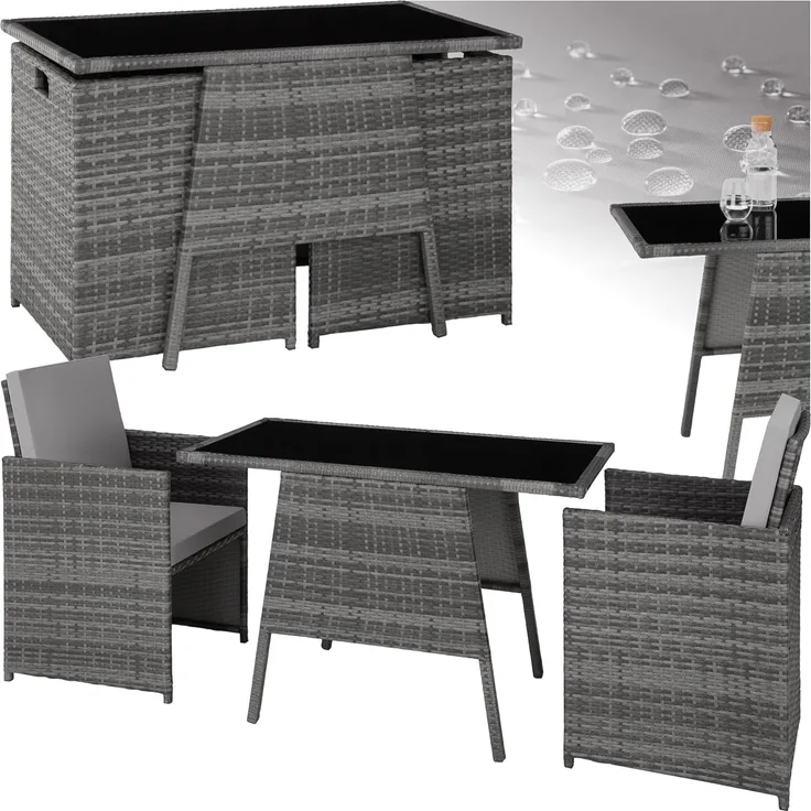 tectake Sitzgruppe Rattan Sitzgruppe, (Set, 3-tlg), für 2 Personen