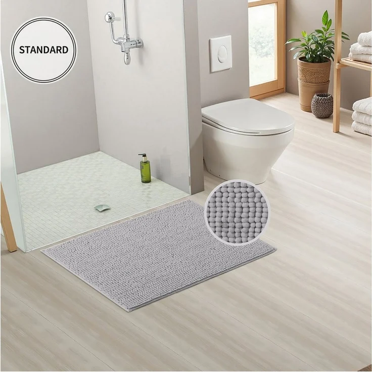 OTTO home Badematte Vanessa Chenille, Standard & Premium, 15mm oder 20mm, auch als 2er Set, rutschhemmend beschichtet, schnell trocknend, strapazierfähig, fußbodenheizungsgeeignet, Polyester, rechteckig, 2-tlg. 45 cm x 50 cm, Uni Farben, besonders weic... – Bild 3