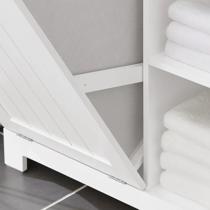 SoBuy BZR104-W Badezimmer-Hochschrank, MDF, Lackiert, Weiß, 60 x 171 x 37 cm – Bild 8