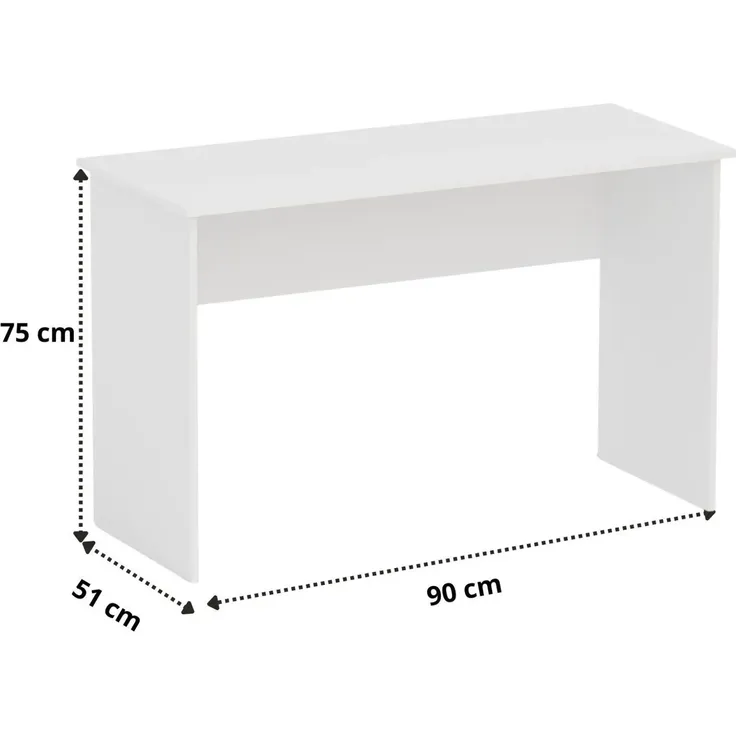 Sleepyshop24 Schreibtisch Weiß 90x51 cm - Kompakter Computertisch für Home Office, Kinderzimmer & Studenten - Stabiler PC-Tisch Platzsparend – Bild 2