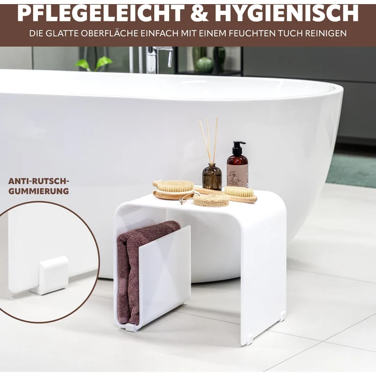 Acryl Beistelltisch mit Magazinhalter 2in1, weiß-glänzend – Bild 4