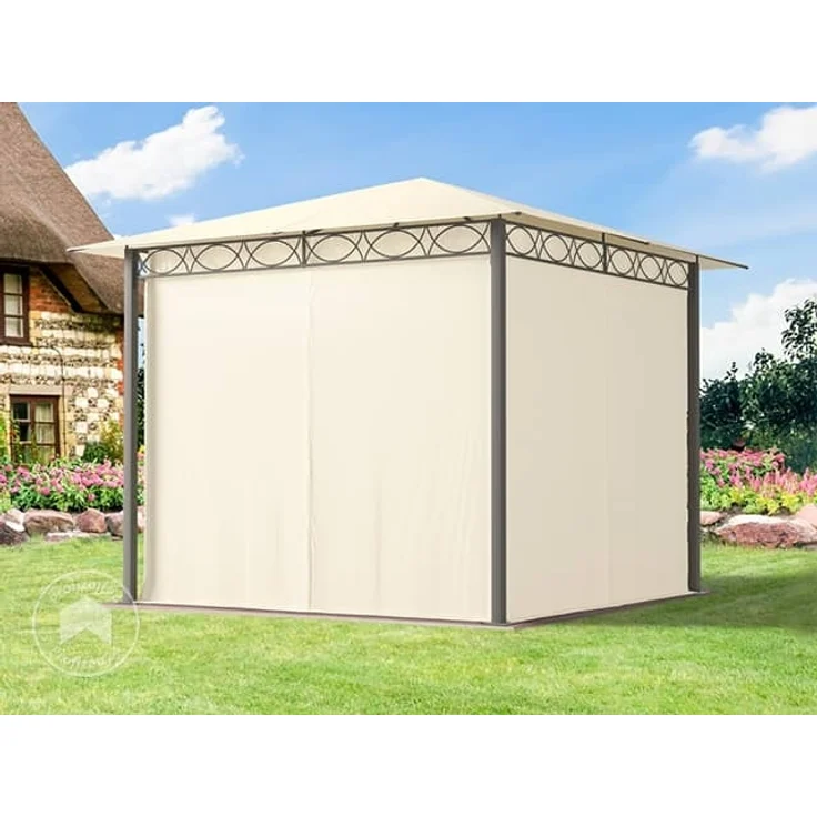 Gartenpavillon 3x3 m wasserdicht PREMIUM Pavillon mit 4 Seitenteilen Gartenzelt ca. 220g/m² Dachplane in creme Partyzelt – Bild 3