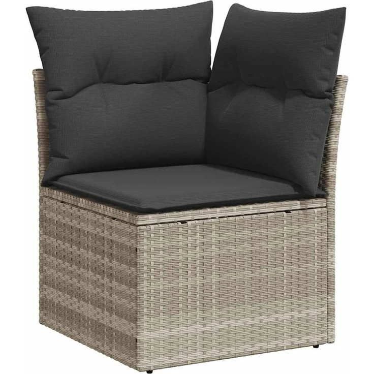 vidaXL 5-tlg. Garten-Sofagarnitur mit Kissen Hellgrau Poly Rattan 3326153 – Bild 4