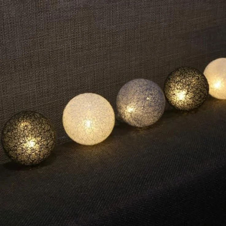 LED Lichterkette Baumwollkugeln Batteriebetrieben, 3,3m 20er Cotton Ball Lichterketten Kugeln Nachtlicht für Weihnachten, Hochzeit, Party, Zimmer, Wohnheim, Innen Deko – Bild 4