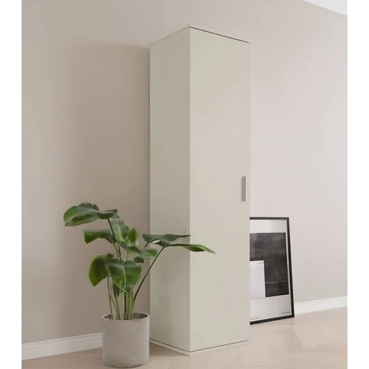mokebo Mehrzweckschrank schmal kaschmir (42 cm) 'Der Kompakte' in Grau Beige, Haushaltsschrank mit 1 Tür & 3 verstellbaren Fachböden - 180 cm hoch - Universalschrank für Flur, Bad oder als Putzschrank – Bild 4