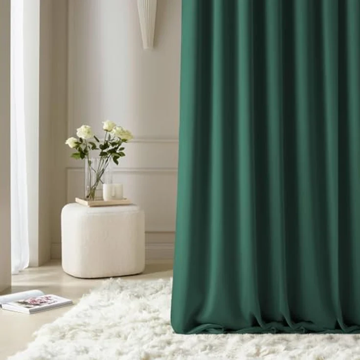 ROOM99 Vorhang mit Silberen Ösen Aura 140x300 cm Breite x Höhe Schiebegardinen Deko Modern Curtain Gardine Wohnzimmer Schlafzimmer Flaschengrün, 1 Stück – Bild 2