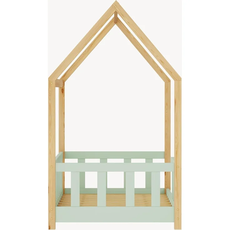 Hausbett Hesel mit Rausfallschutz 70x140 cm Mintgrün/Natur [en. casa] – Bild 7