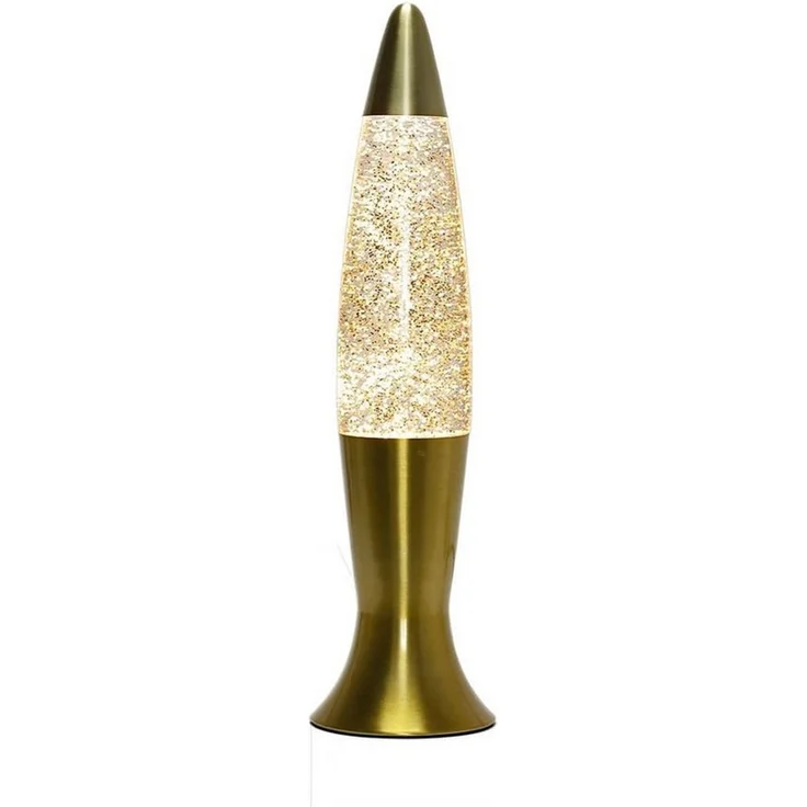 Licht-Erlebnisse Lavalampe ROXY, Warmweiß, Tischleuchte Glitter 40 cm G9 in Gold Retro Tischlampe – Bild 1