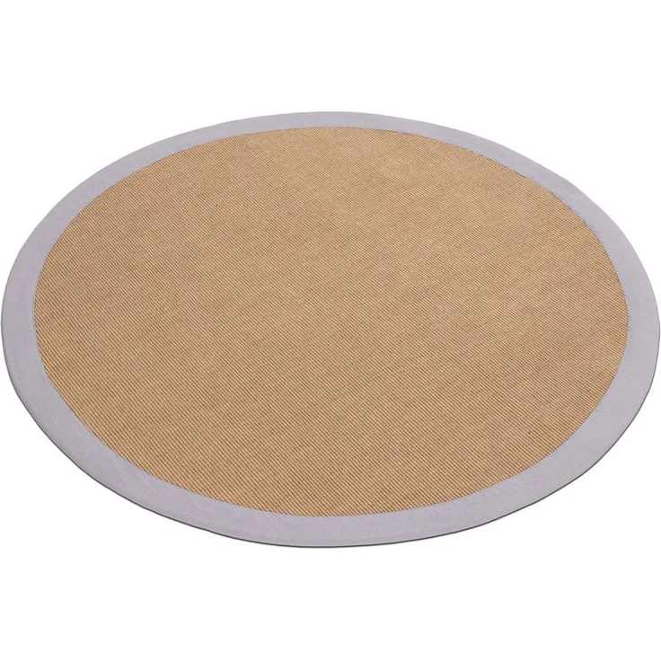 carpetfine Sisalteppich Sisal, rund, Höhe: 5 mm, mit farbiger Bordüre, Anti-Rutsch Rückseite – Bild 2