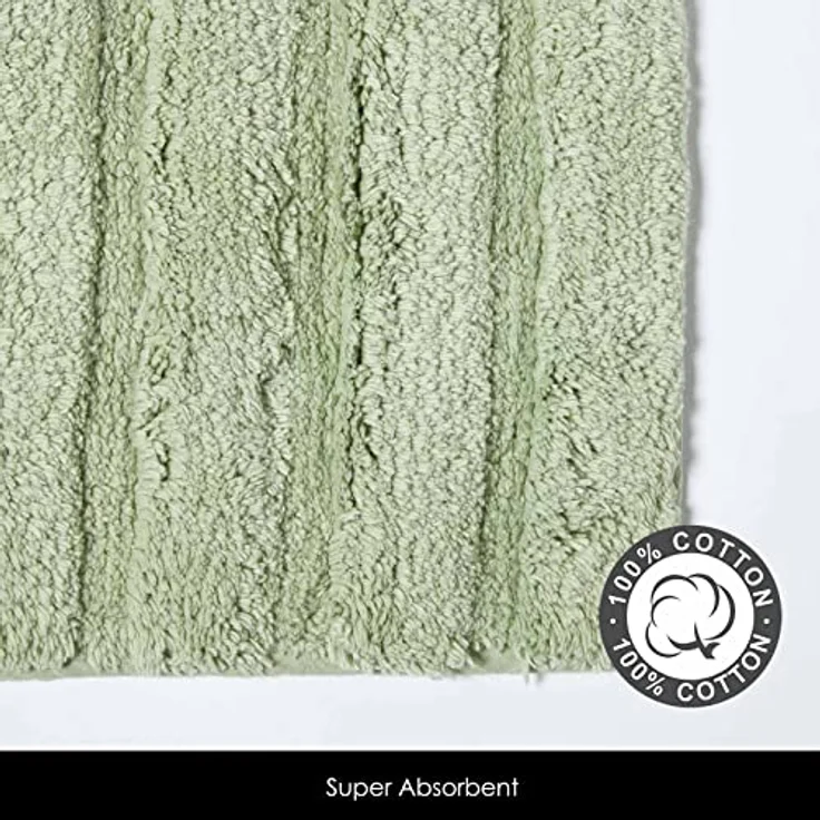 Homescapes WC-Vorleger Spa Supreme, Badematte 50 x 55 cm aus reiner Baumwolle, lindgrün, rutschfeste Rückseite – Bild 3