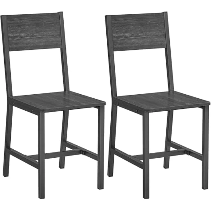 Vasagle Esszimmerstühle, Küchenstühle, 2er Set, Metallrahmen, für Esszimmer, Wohnzimmer, Küche, anthrazitgrau-tintenschwarz – Bild 2