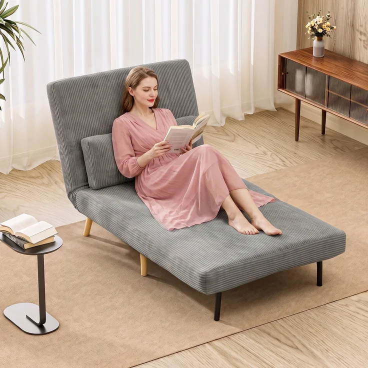 MELAYR, Schlafsessel 3 in 1 Schlafsofa mit Bettfunktion, 90x190cm Dunkelgrau – Bild 3