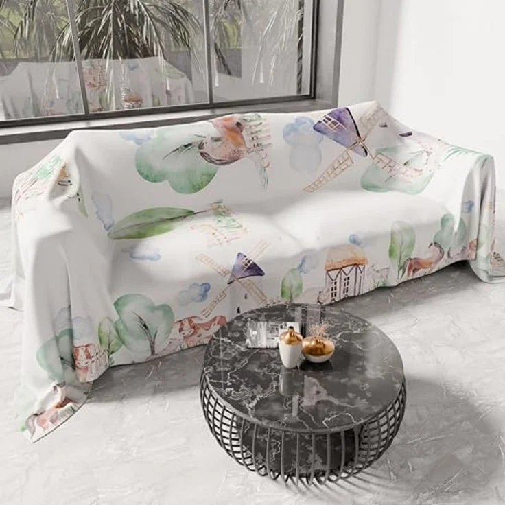 PETTI Artigiani Italiani - Sofaüberwurf aus Mikrofaser, 180x270 cm, Fantasia Party 02 | Mehrzweck-Überwurf für Sofas, Tagesdecke und Tischdecken | Schutzüberwurf waschbar – Bild 1