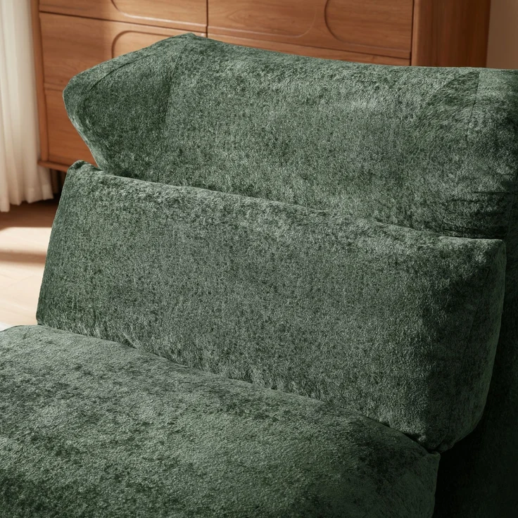 Multifunktionales, wandelbares Sofa, faltbarer Bodenliegestuhl, weiche Chenille-Füllung, ergonomischer Freizeitsessel--Helles Salbeigrün--90x118x86cm--YOUDENOVA – Bild 5