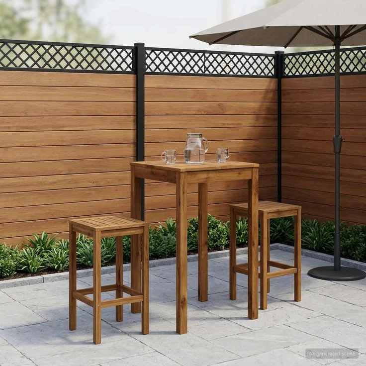 vidaXL Gartenbar-Tisch LAREN Natur 60 x 60,5 x 105 cm 901255 – Bild 1