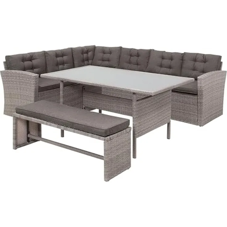 Beliani 'VITERBO' Ecksofa Lounge Set, Polyrattan grau