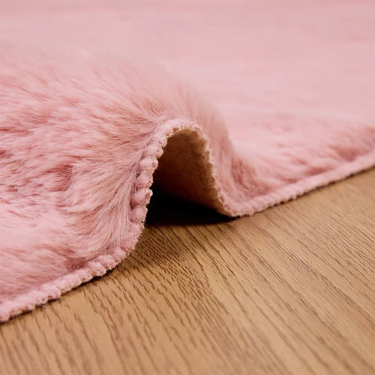 vidaXL Rutschfester Kunstfellteppich Olite Rosa 200 x 200 cm Polyester 42021709 – Bild 4