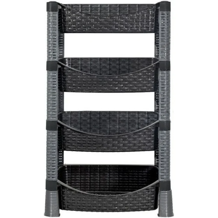 Kaufexpress GmbH Küchenregal Küchenregal mit 4 Etagen aus Kunststoff in Rattan-Optik, Aufbewahrung im stilvollen Rattan-Design – Bild 2