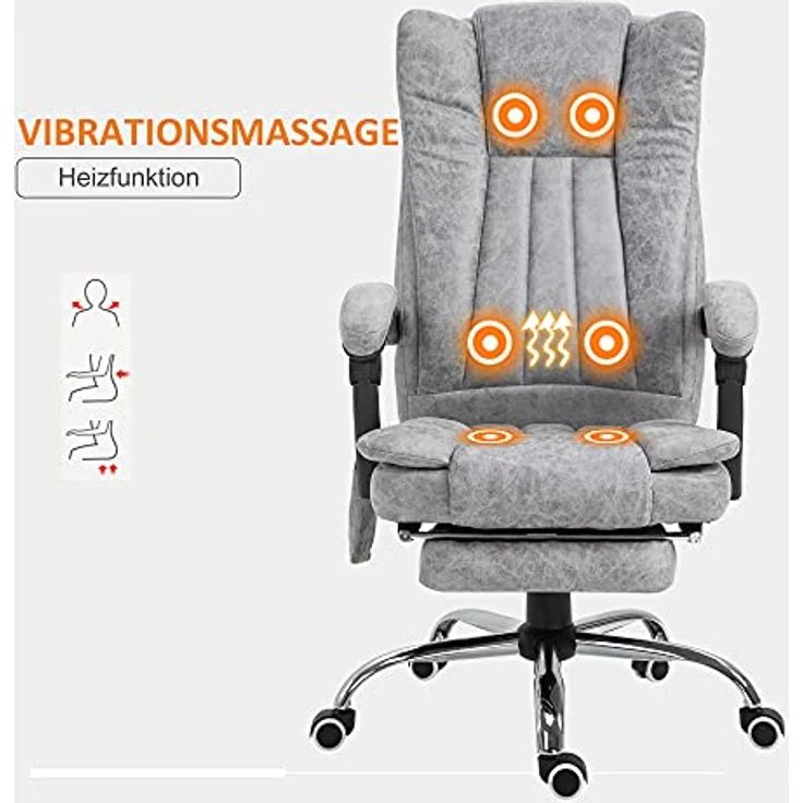 Vinsetto Massagestuhl mit Heiz- und Liegefunktion, 360-Grad-Drehfunktion und 6 Vibrationspunkten – Bild 6