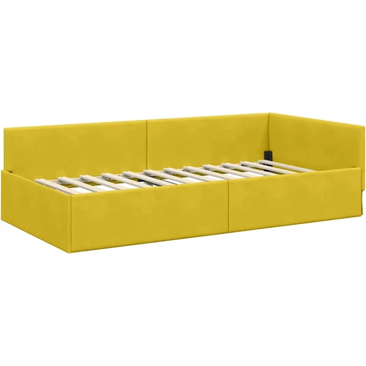 vidaXL Eckbettgestell mit Matratze Sonstiges 2 pcs Gelb Samt 3393650 – Bild 6