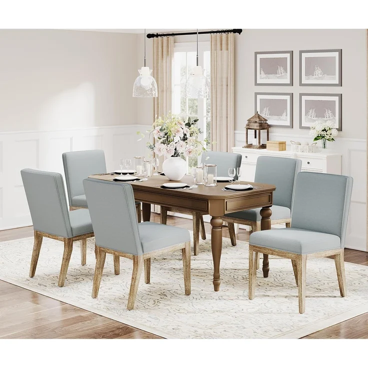 COLAMY Esszimmerstühle 4er Set, Moderne Esszimmerstühle mit Stoffbezug, Küchenstühle im Landhausstil für Restaurant und Wohnzimmer, Grau – Bild 3