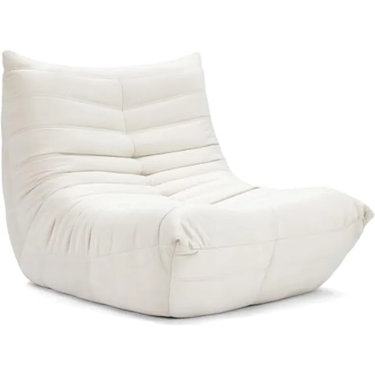 Vesgantti Togo Sofa für kleine Räume, Bodensofa aus Memory-Schaum, Loungesofa aus Wildlederimitat, kleines Wohnzimmer Sofa für Schlafzimmer & Wohnzimmer, Weiß