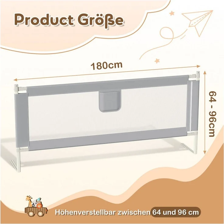 Clanmacy Bettschutzgitter Bettschutzgitter Bettgitter Kinderbettgitter Bettschutz Baby 150cm – Bild 1