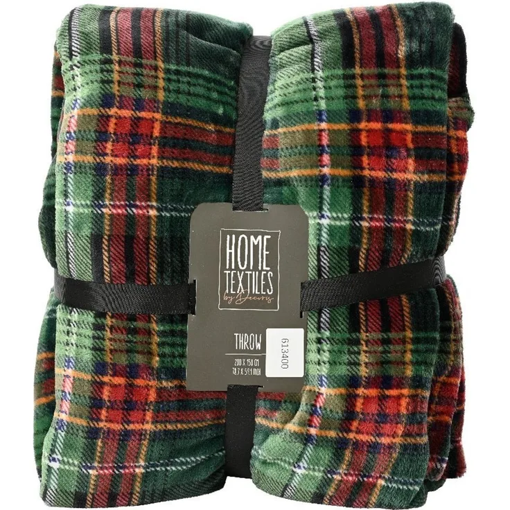 Plaid, Decoris season decorations, Kuscheldecke Fleecedecke 150x200 cm grün rot kariert