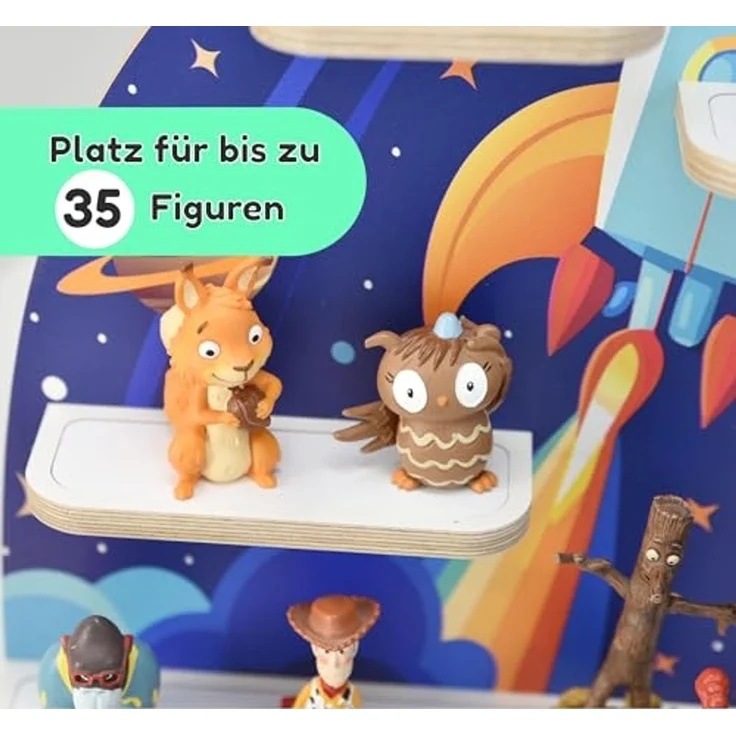 stadtecken Kinder Regal für Musikbox I Geeignet für die Toniebox und ca. 35 Tonies I Perfekte Aufbewahrung für Kinderzimmer I zum Aufstellen oder Aufhängen (Rakete, Mittel) – Bild 4