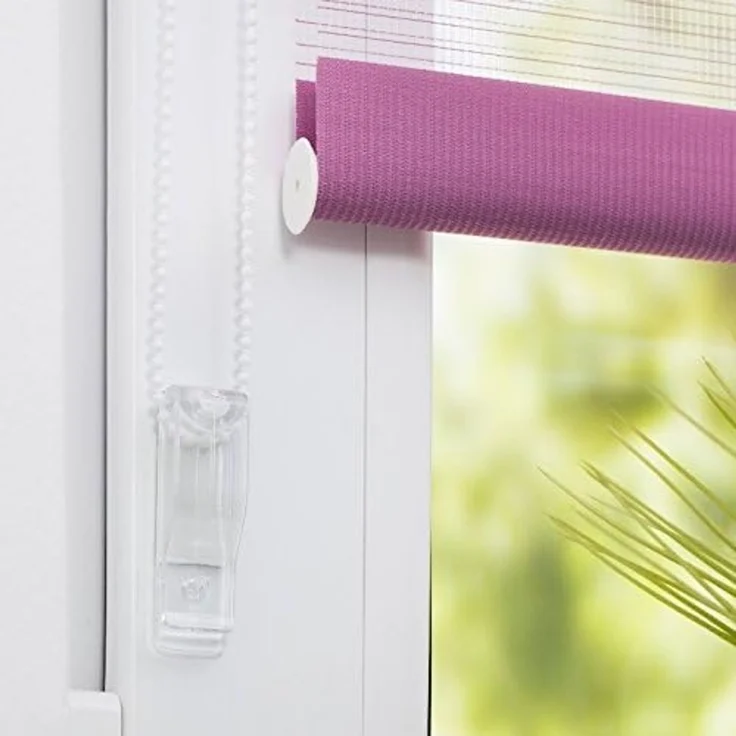 K-home Klemmfix Doppelrollo Madrid ohne Bohren Flieder 120x150 cm (B x L) – Bild 3