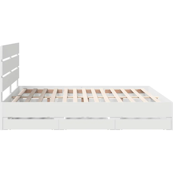 vidaXL Bettrahmen mit Schubladen Weiß 200 x 200 cm Ingenieurs Holz 3411808 – Bild 9