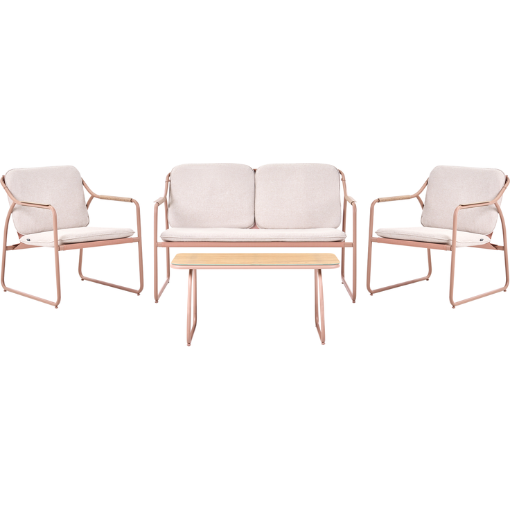 Lounge Set mit Tisch 4-Sitzer CALASCIO Metall Hellbeige