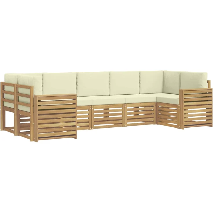 vidaXL Outdoor-Sofagarnitur 7 stk. 7-Sitzer Weiß und Creme Polyester 3392440 – Bild 2